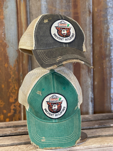 Smokey Bear PREVENT WILDFIRES Hat- Distressed Black